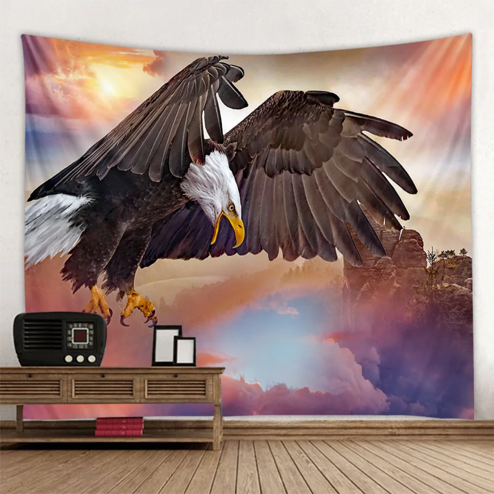Flying Eagle tapestry hippie peacock flamingo owl wall hanging bohemian aesthetic room art decoration animal background cloth