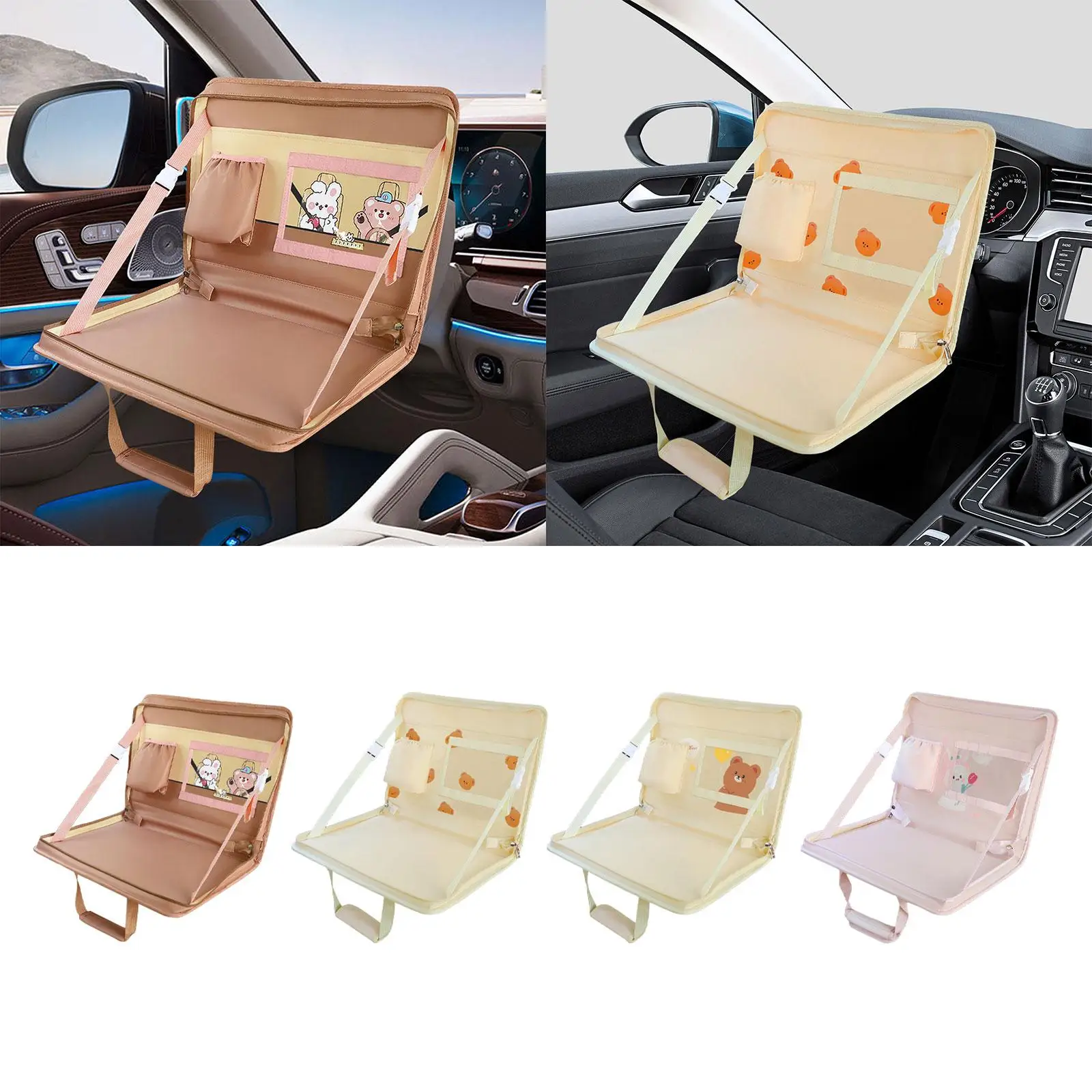 Steering Wheel Eating Tray Family Car Mount Laptop Holder Food Tray Travel Accessory Folding Storage Bag Work Table for Writing