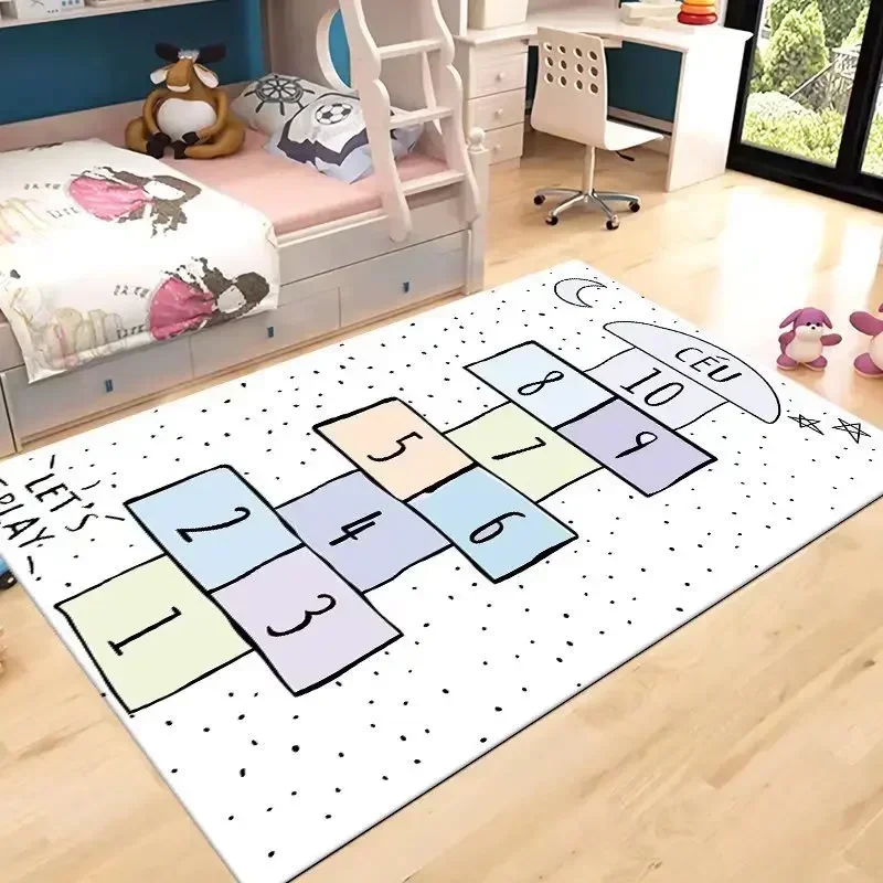 Children Jump Plaid Mats  Rainbow Digital Mats Anti-skid Crawling Mat Game Carpet Children's Play Area Rug