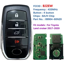 CN 007245   Nieoryginalny 4-przyciskowy inteligentny klucz do Toyota Land Cruiser 2018 433 MHz 89904-60N20 89904-60N21 89904-60N70 BJ2EW PAGE1 A8