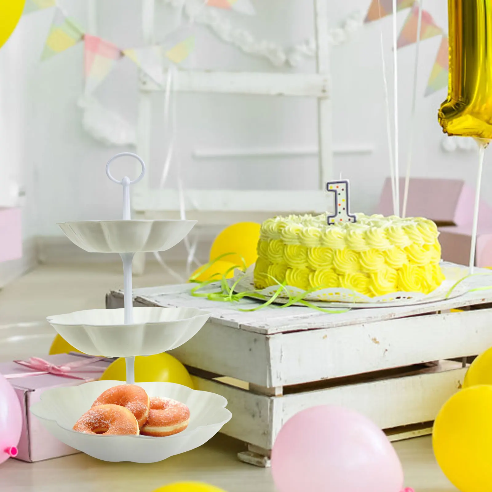

Plastic 3 Tier Fruit Bowl St Dessert Tray Cupcake Wear resistant Multi function Household Storage Display Kitchen Bar
