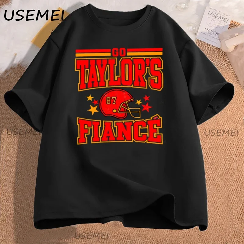 الذهاب تايلورز خطيبة تي شيرت لعبة كرة القدم يوم تي شيرت Crewneck قصيرة الأكمام المطبوعة التي شيرت الملابس النسائية الشارع الشهير Y2k تيز