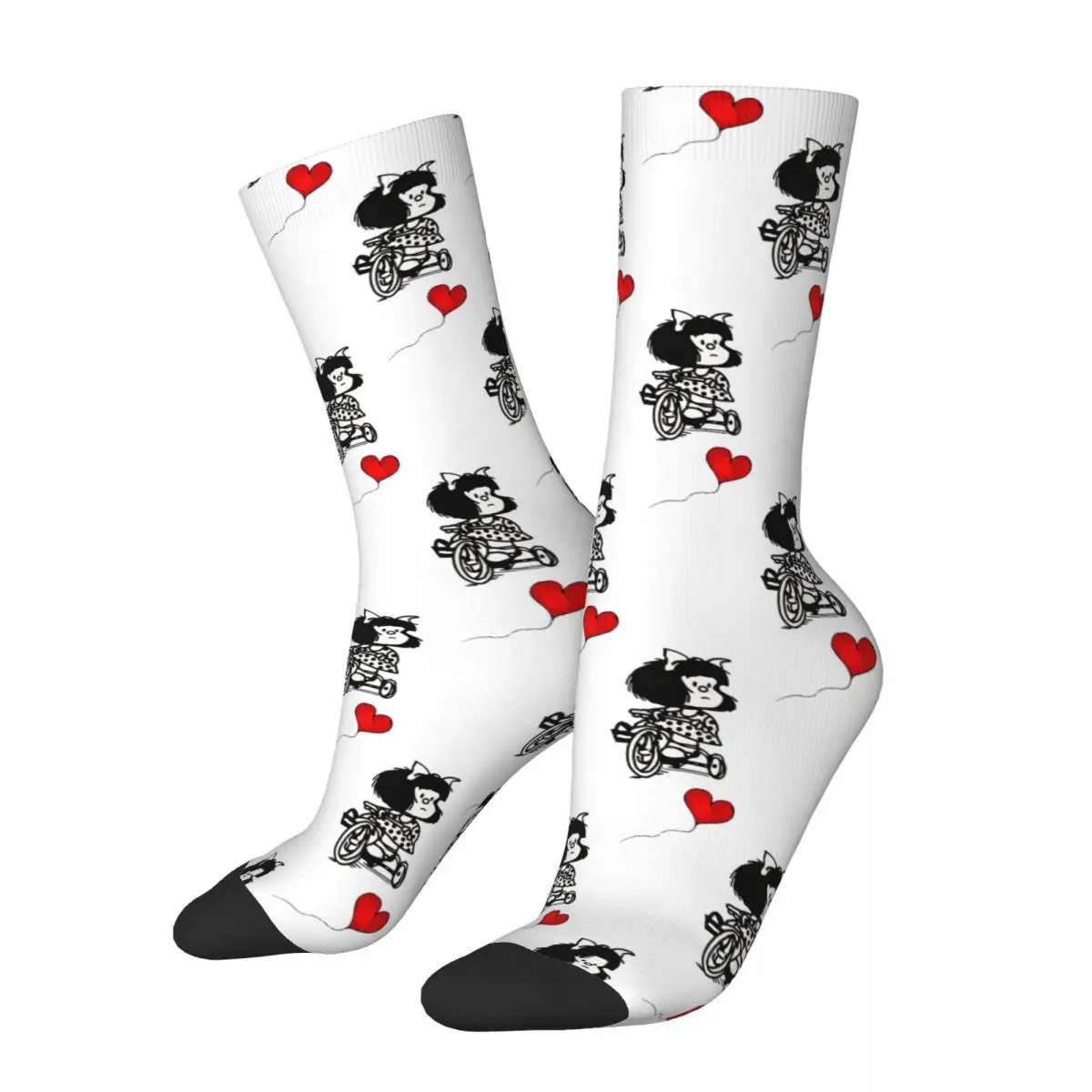 Amour sur un vélo essentiel Mafalda Quino Comics Kawaii chaussettes salle de sport motif de dessin animé chaussettes