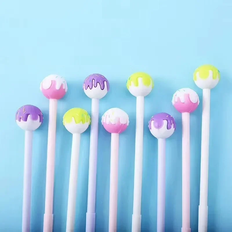 A 30PCS Cartoon Lollipop Silicone Cute Color Ice Cream Signature Pen Stationery Kawaii School Supplies Gel Pens B