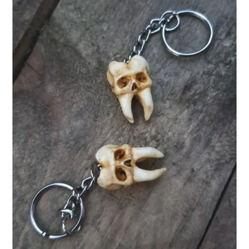 Brincos góticos de caveira feminina feitos à mão no Dia das Bruxas, brincos de argola de dente de caveira DIY, resina estilo punk gótico, joias de horror escuro, presente 2024