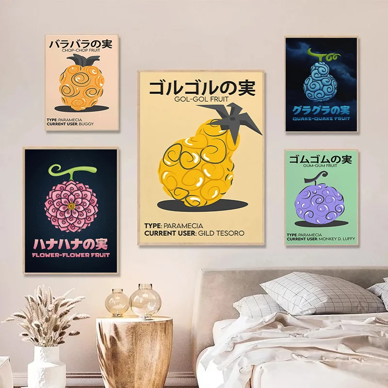 Japanese Anime Devil Fruits Print Canvas Painting Classic Cartoon Anime Surgical Fruit Posters Bedroom Wall Art Home Decoration