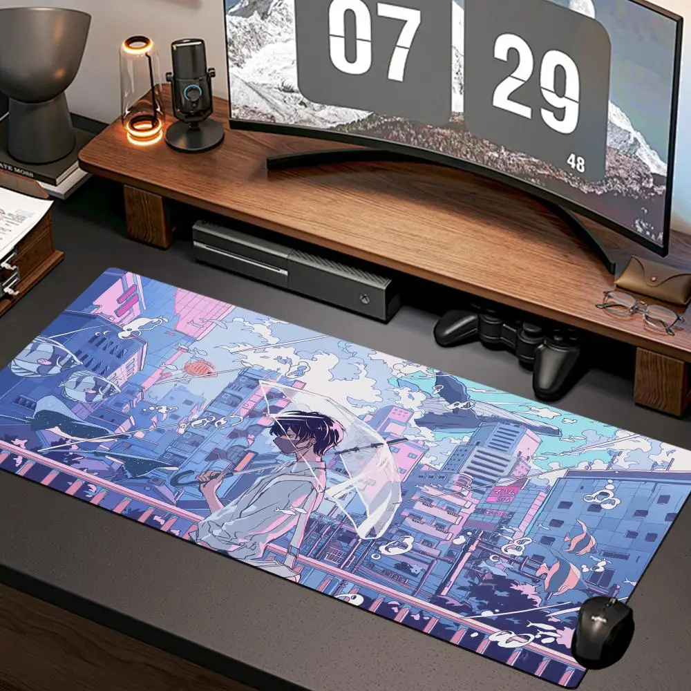 Jiaocha Illustration Mouse Pad New Computer rug XXL Desk Mats Natural Rubber Office Anti Slip  Anime Girl Gaming Accessories pad