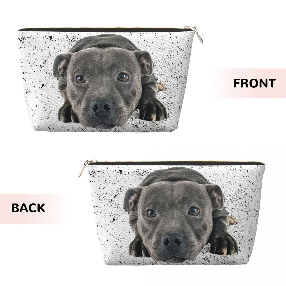 Custom Staffordshire Bull Terrier Makeup Bag Women Travel Cosmetic Organizer Kawaii Storage Toiletry Bags