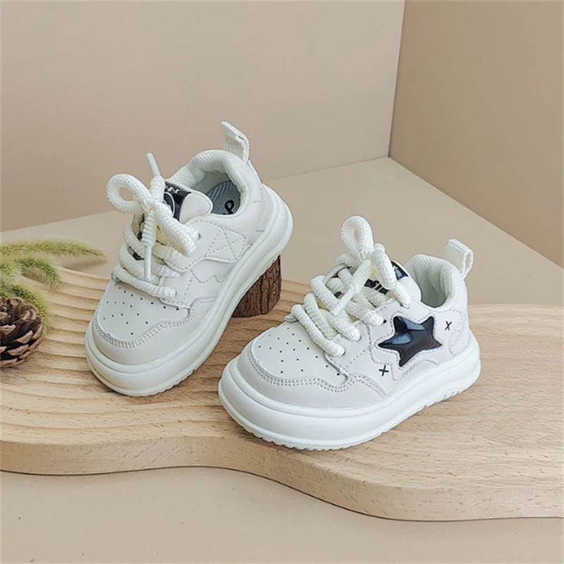 2024 New Autumn Baby Shoes Leather Star Toddler Boys Sneakers Girls Sport Shoes Soft Sole Fashion little Kids Shoes