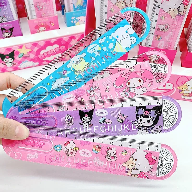 12pcs/lot Sanrio Melody Kuromi Ruler Kitty Animal Bookmark Drawing Painting Tool Promotional Stationery Gift School Supplies