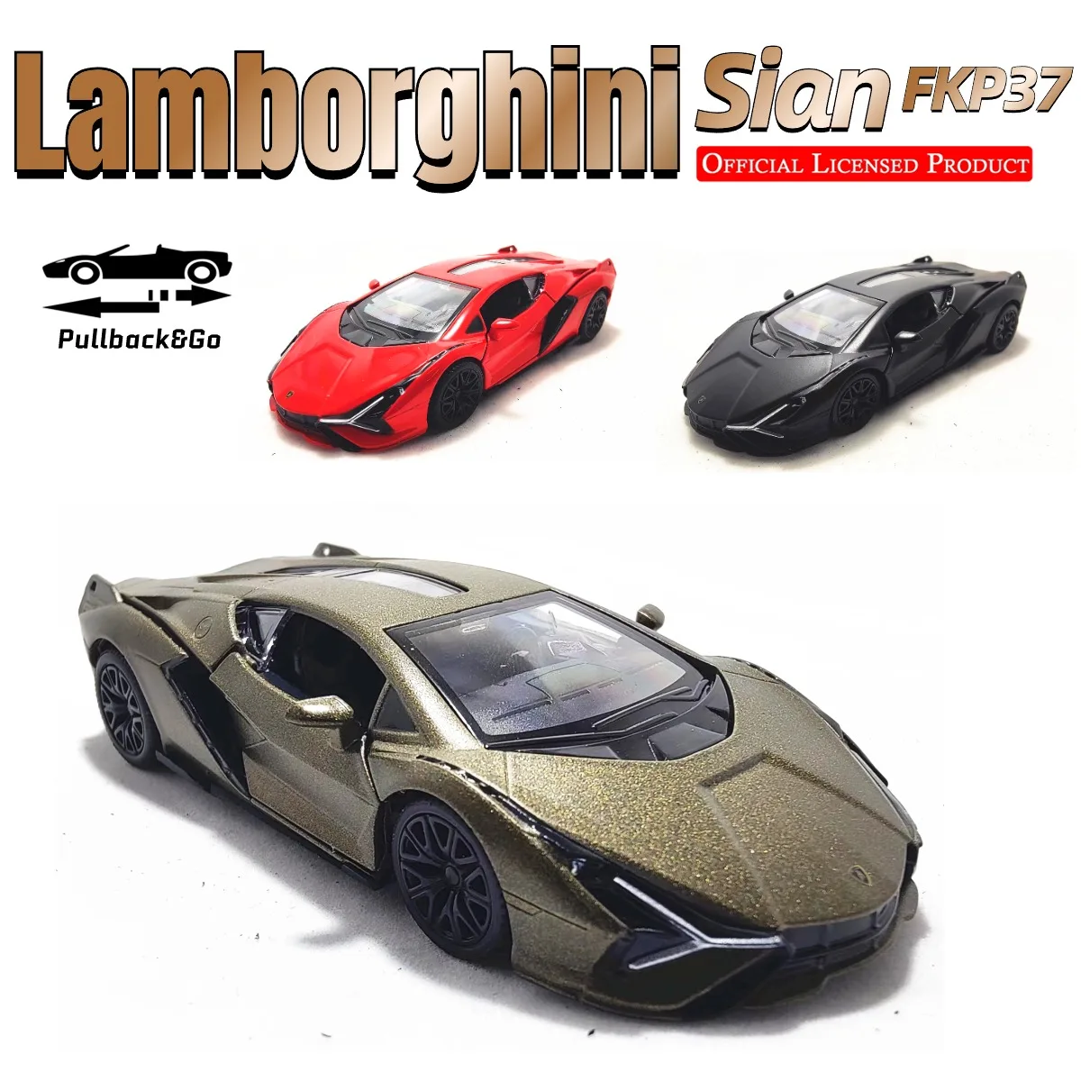 

1/36 Lamborghini Sian FKP37 Pullback Toy Car Model Official Licensed Scale Replica Metal Diecast MiniatureXmas Kid Boy Gift Toys