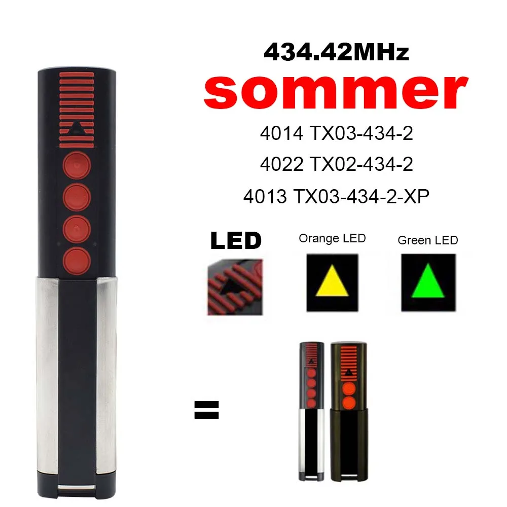 

SOMMER 434Mhz Garage Door Remote Control Command Opener 4014 TX03-434-2,4022 TX02-434-2,4013 TX03-434-2XP Pilot SOMMER 434.42mhz