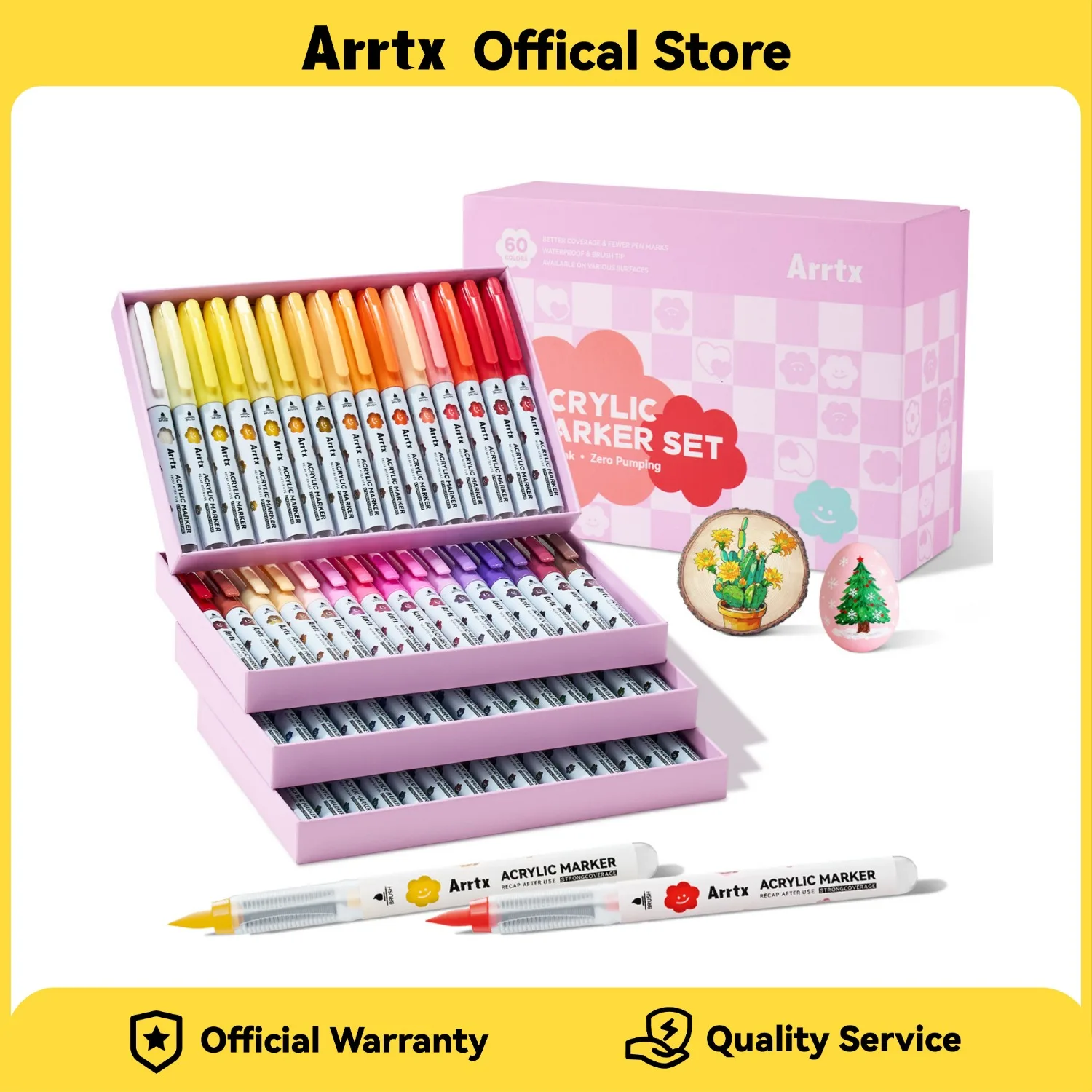 

Arrtx 36/60 Cartoon Colors Acrylic Paint Pens Straight Liquid Soft Tip for Rock Painting Brush Tip Acrylic Pen Acrylic Markers