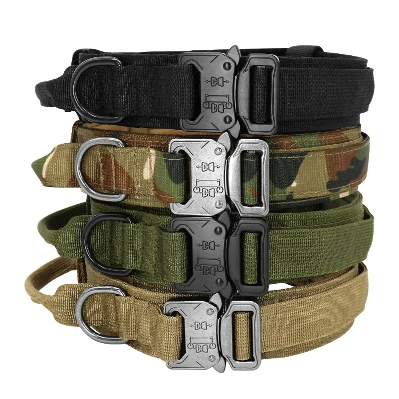 Military Tactical Dog Collar Nylon Bungee Leash Pet Walking Training Collars For Medium Large Dogs German Shepard