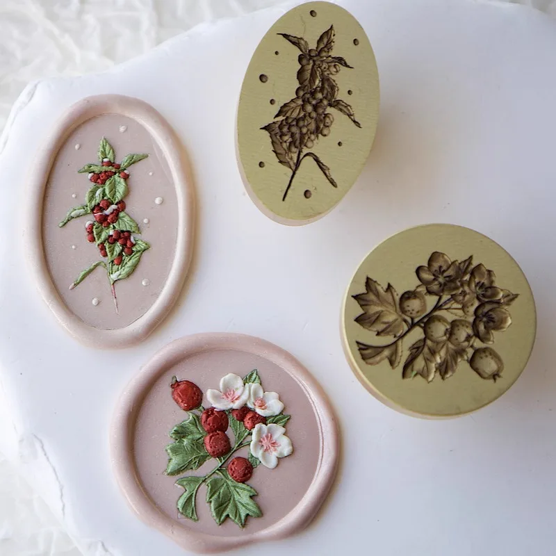 

New Irregular-Shaped Hawthorn Brass Wax Seal Stamp Head 3D Embossed Scrapbook Invitation Round Sealing Wax Handicraft Toys