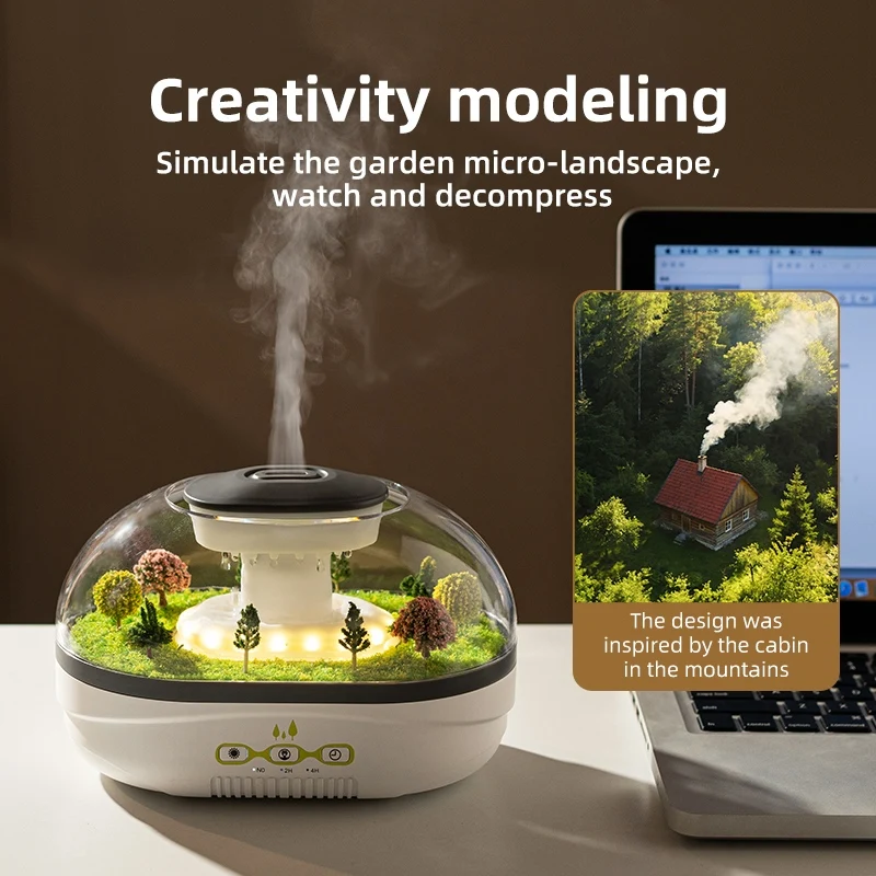 Christmas Style Aroma Essential Oil Diffuser, 400ml, 2H/4H Timer, Warm Light, Mini Air Humidifier, Quiet Raindrop Mist for Home
