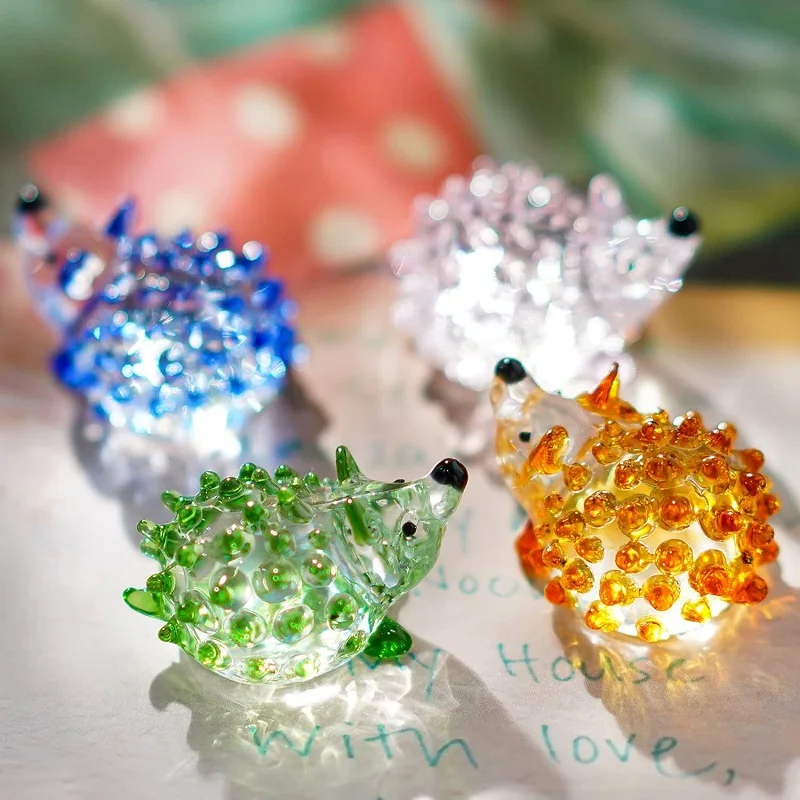 Mini Glass Hedgehogs Animal Figurines Hedgehog Gifts for Women Valentine for Her Crystal Animals Hedgehog Decor