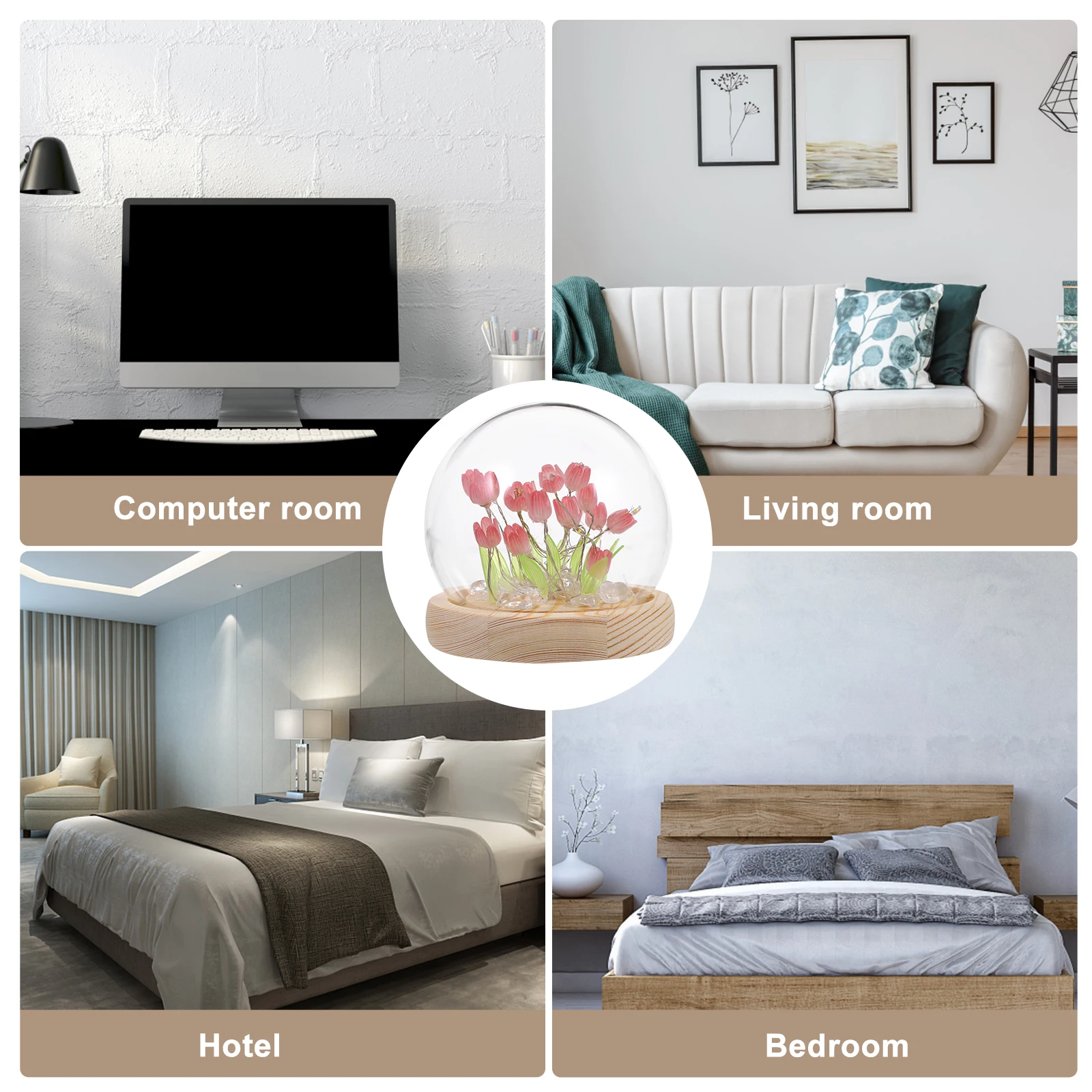 

Tulip Night Light Flower Lamps for Bedrooms DIY Kit Plastic Warm Atmosphere Aesthetic Bedside Room Gentle Color