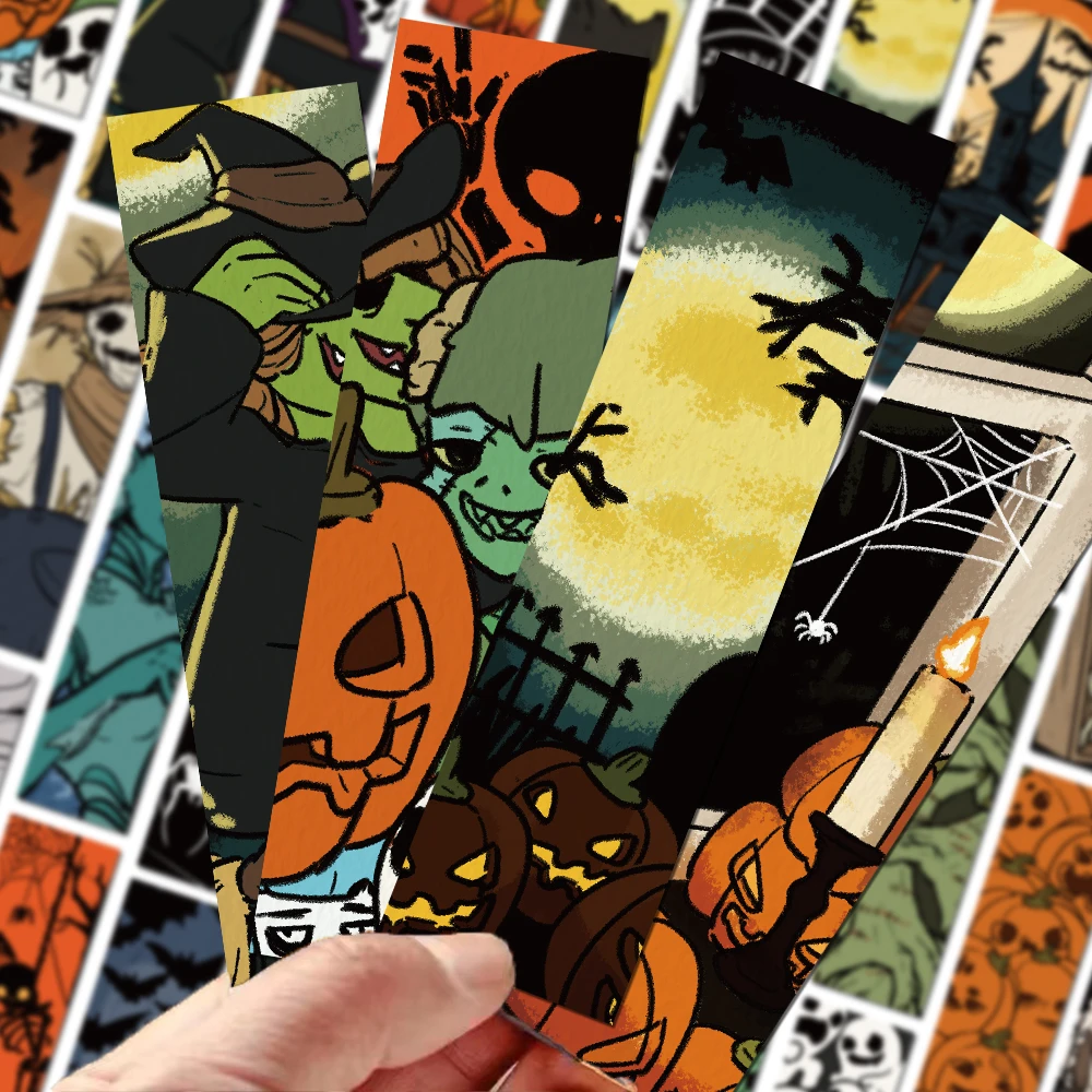 30pcs Halloween Bookmarks Paper Funny Pumpkin Ghosts Reading Page Book Markings Paper Card Bookmarks Creative Gift For Children