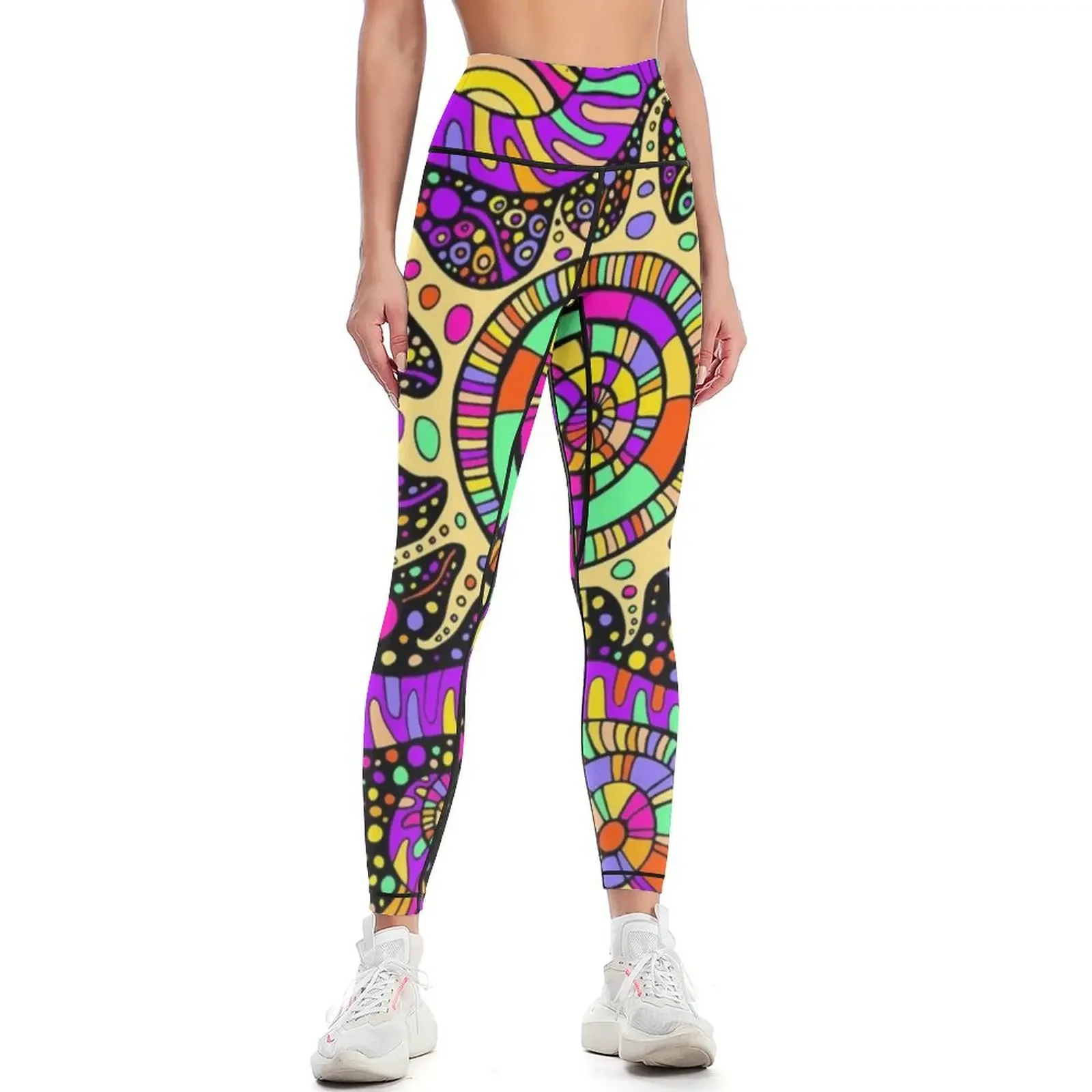 Trippy UV Rave Tentacles Black Light Trip Leggings Fitness woman Jogger pants Training pants Womens Leggings
