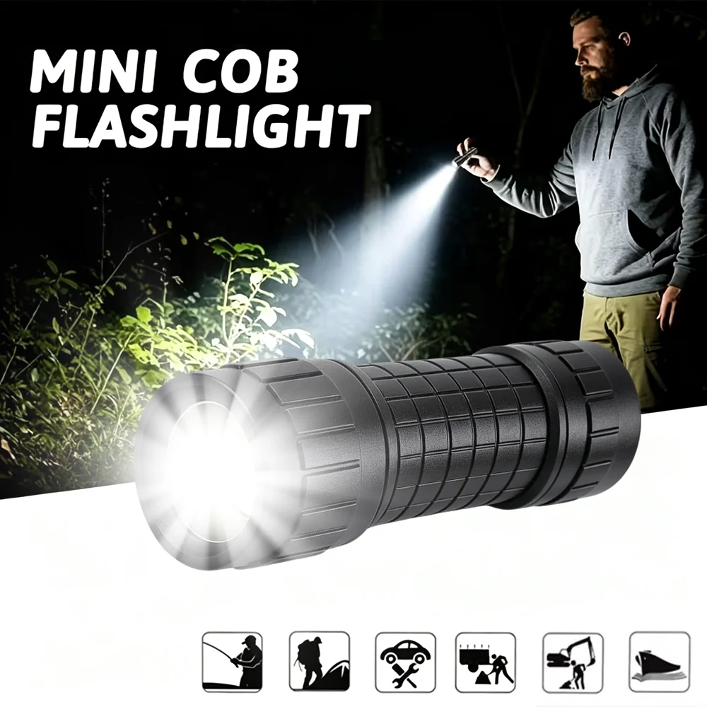 Mini COB Flashlight Portable Outdoor Torch Fixed Focus Single-stage Flashlight Use 18650 Battery Emergency Working Mini Lantern