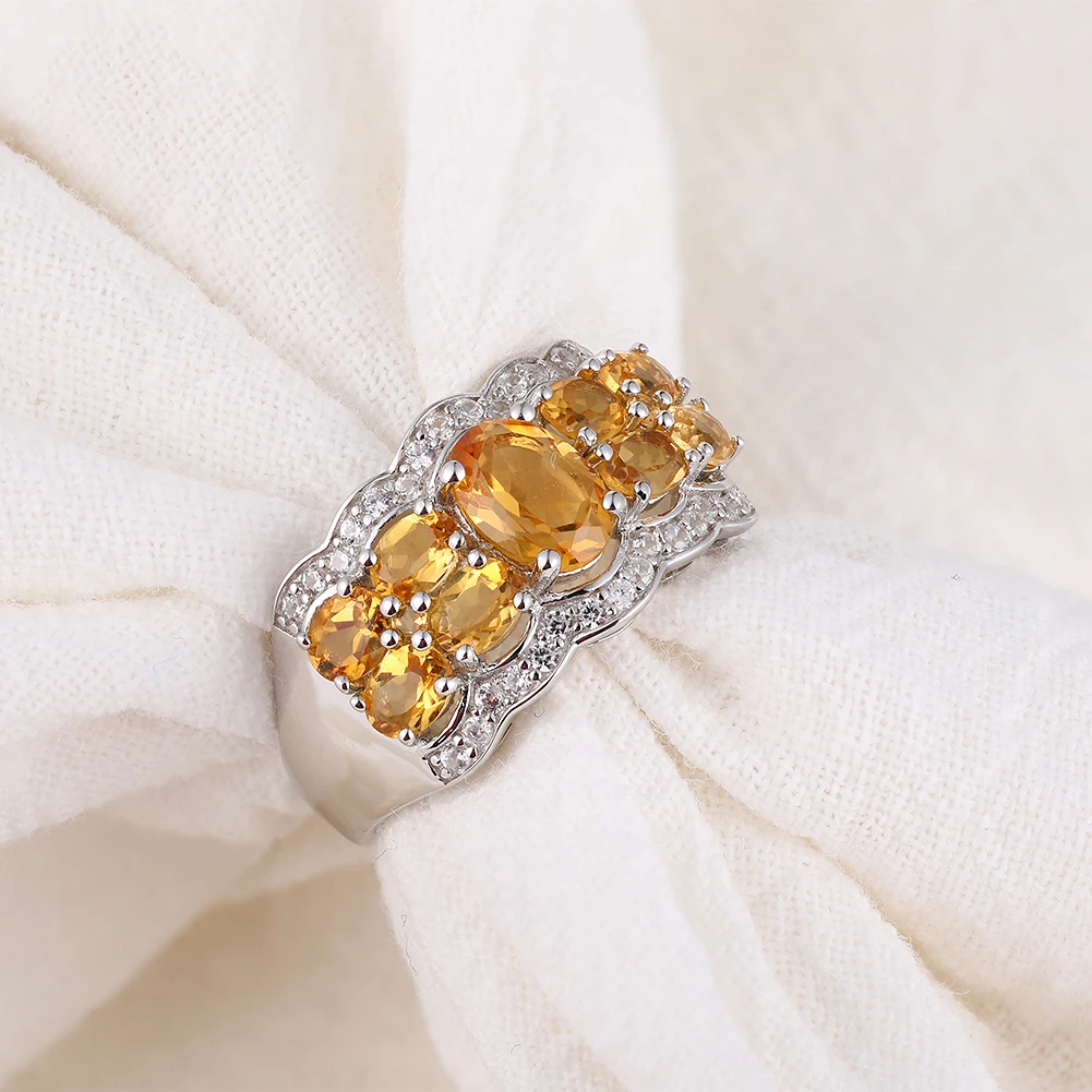 GZ ZONGFA Real 925 Sterling Silver Ring New Design Delicate Style  Rings for Women 7*5 Natural Citrine Fashion  Valenti