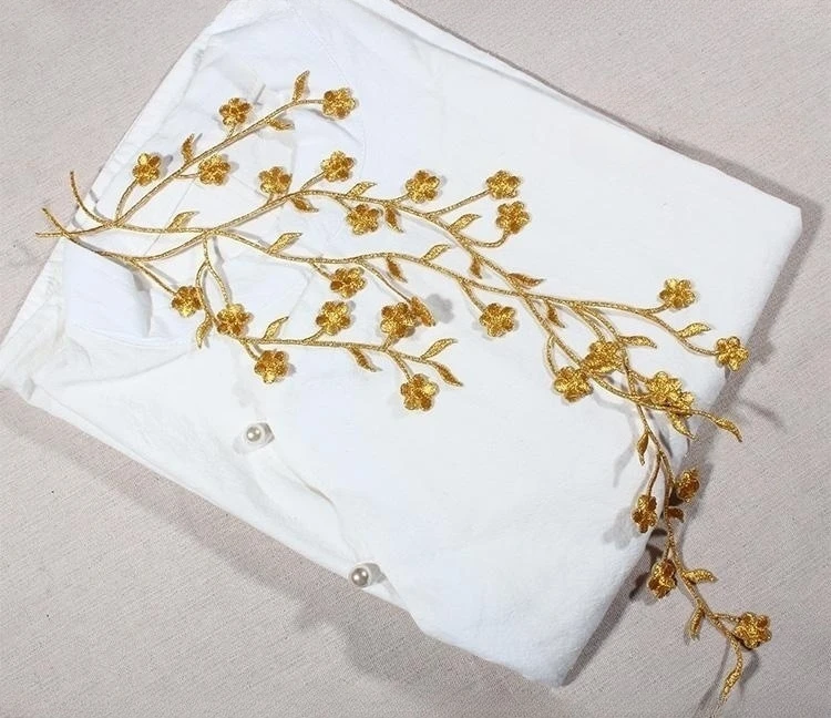 1 Stück Spitze Patch DIY Gold Silber Pflaumen blüte Stickerei Blumen applikation Stoff Aufkleber Kleidung Hochzeits dekoration ironisch – Detail 25
