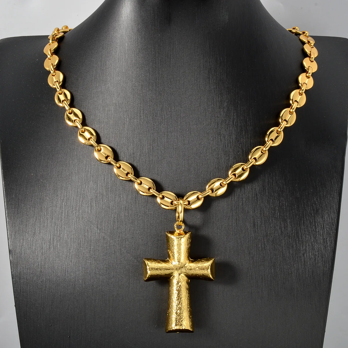 Luxury 24K 9999 Pure Gold real gold Women's Fashion Cross Pendant Simple Pig Nose Necklace Ins Style Necklace