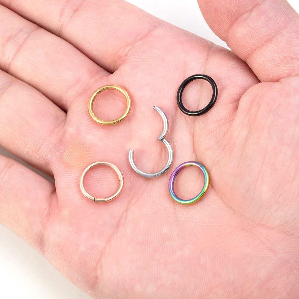 1pc 0,8-1,6mm Klapp Septum Clicker Segment Nase Ring Lip Ohr Knorpel Ohr Helix Körper Schmuck chirurgische Stahl Piercing Ring Hoop – Detail 10