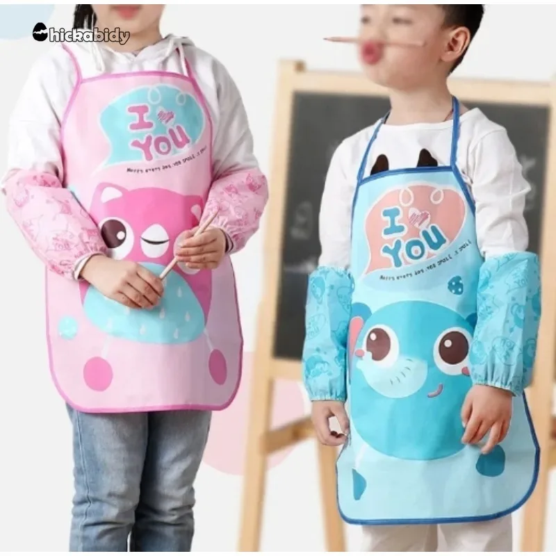 Simpatico cartone animato bambini grembiule maniche Chef cappello tasca Set bambini artigianato arte cucina cucina cuoco vestito bere cibo