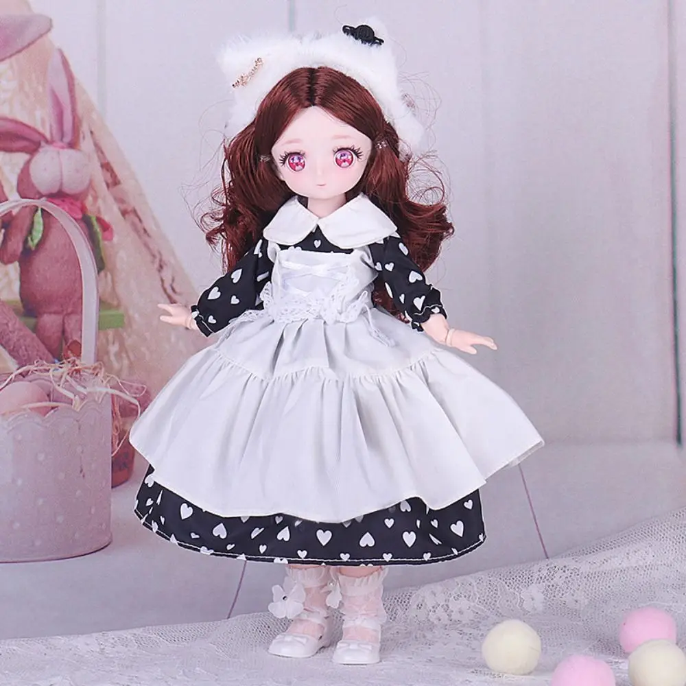 Pink Eyed 30cm Doll with Clothes Set with Clothes Princess Style 1/6 Bjd Doll Plastic Cute 3D Simulated Hinge Doll Children Gift