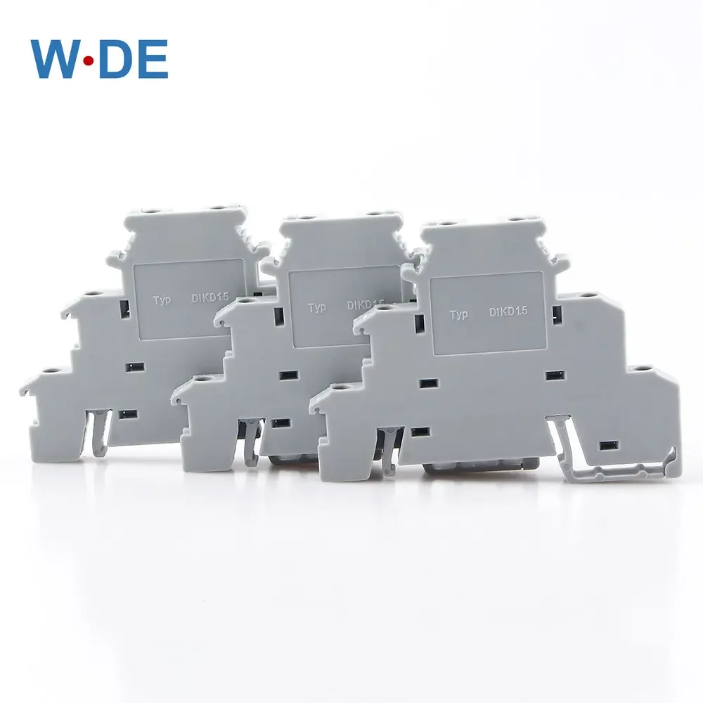 

50Pcs Din Rail Terminal Block DIKD-1.5 Three Layer 3 Level Sensor Actuator Triple Wire Connector DIKD1.5 Wire Conductor