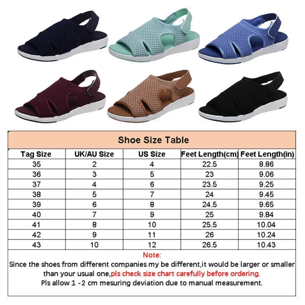 Summer Women\'s Sandals Outdoor Breathable Lightweight Casual Orthopedic Wedge Sandals Ladies Fashion Comfort Flat Shoes