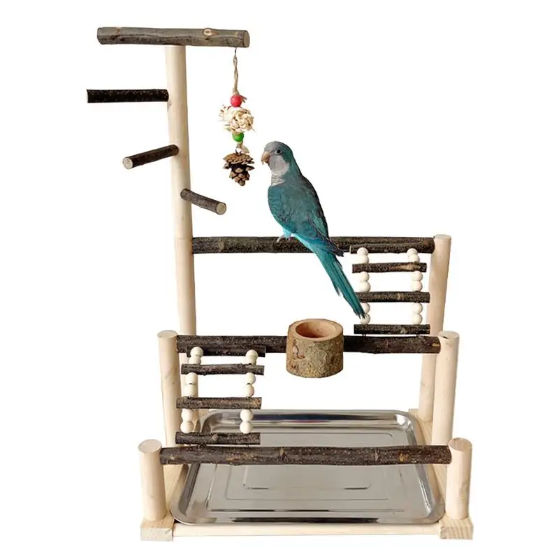 

Bird Stands For Parrots Wood Toy Parrot Stand Desktop Bird Natural Perch Tabletop Playground Parakeet Cage Accessories For Birds