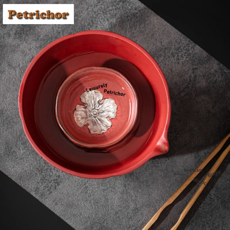 Forbidden City Red Persimmon Ruyi Jianshui Washing Cup Bowl Tea Residue Barrel Household Chaxi Cha Supplies Craft Matcha Bowl