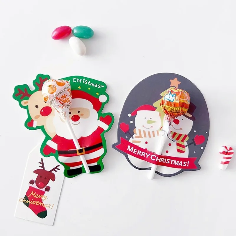 50 قطعة/المجموعة عيد الميلاد مصاصة ورقة بطاقات الكرتون سانتا كلوز البطريق ثلج الاطفال الحلوى الهدايا حزمة التفاف حفلة السنة الجديدة