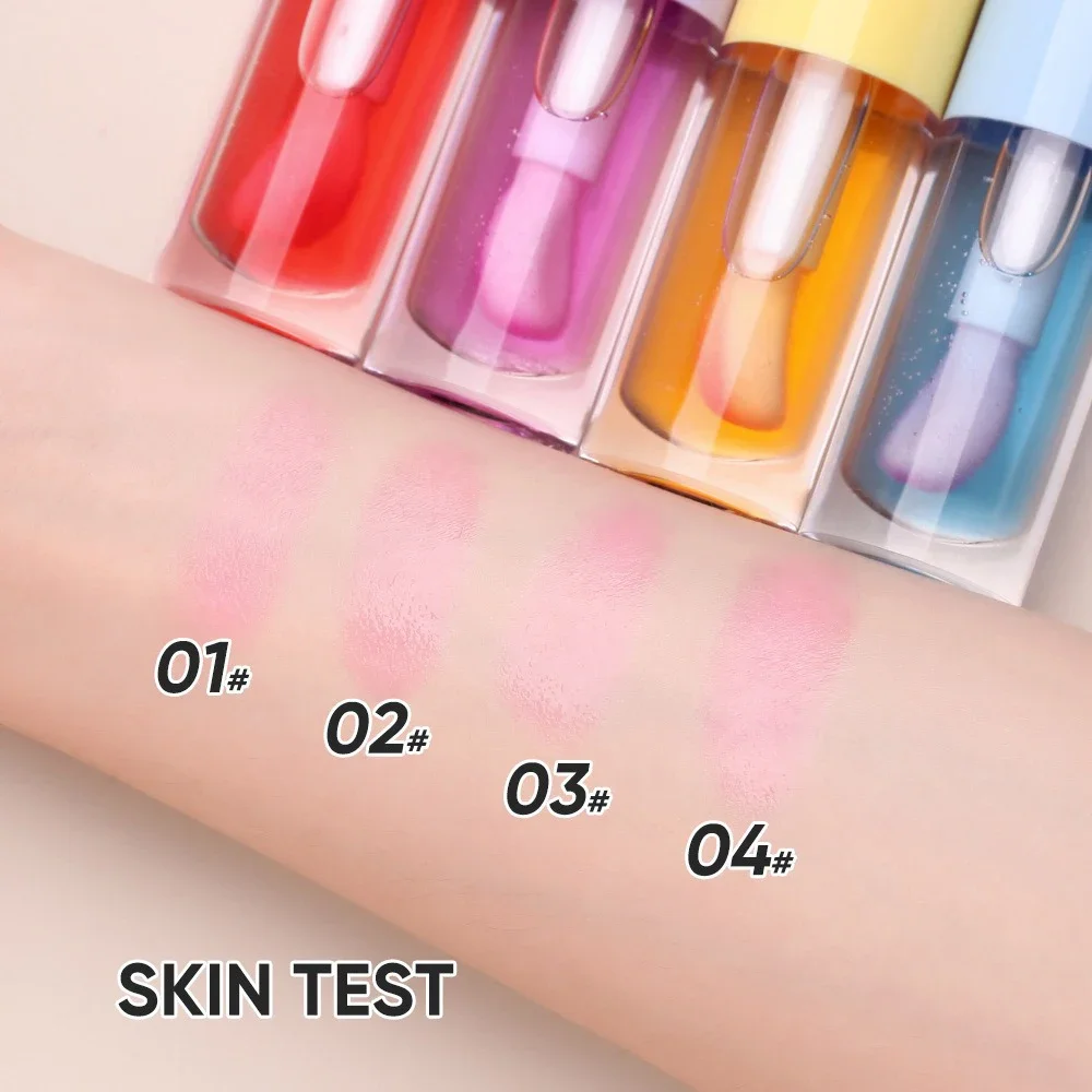 Private Label 4-color Liquid Blush Custom Logo Macaron Color Changing Blusher Oil Liquid Fine Flash Fluid Bulk Pigment Makeup