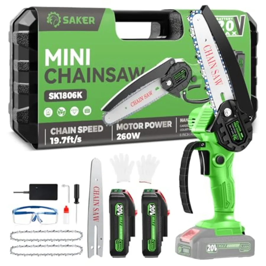 

Mini Chainsaw 6 Inch Chainsaw[2025 Upgraded] Mini Cordless Electric Chain Saw Small Handheld Portable Chainsaw Battery Po