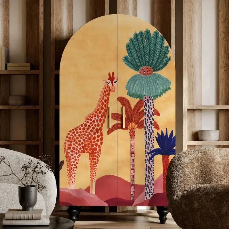 Modern Cartoon Animal Solid Wood Wardrobe Bedroom Wall Mounted Coat Cabinet Entrance Storage Unit Living Room Organizer