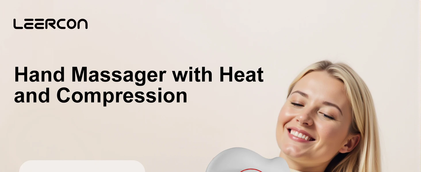 Electric Hand Massager Glove with Heat & Compression, 2000mAh Cordless, Full Hand Massage for Stiff Hands, Palm & Finger Care