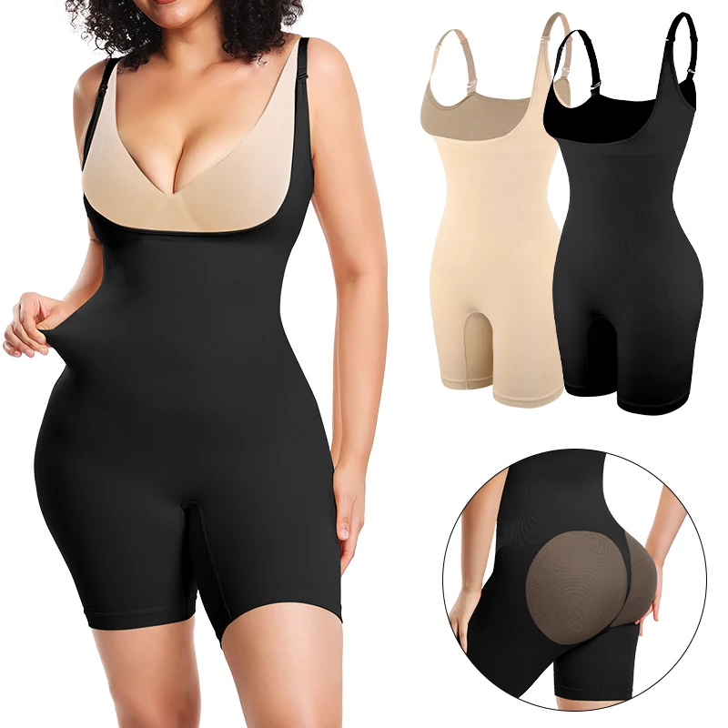 

Mesh Butt Lifter Shorts Bodysuit Shapewear Women Underbust Corset Tummy Control Body Shaper Thigh Slimmer 3D Hip Enhancer