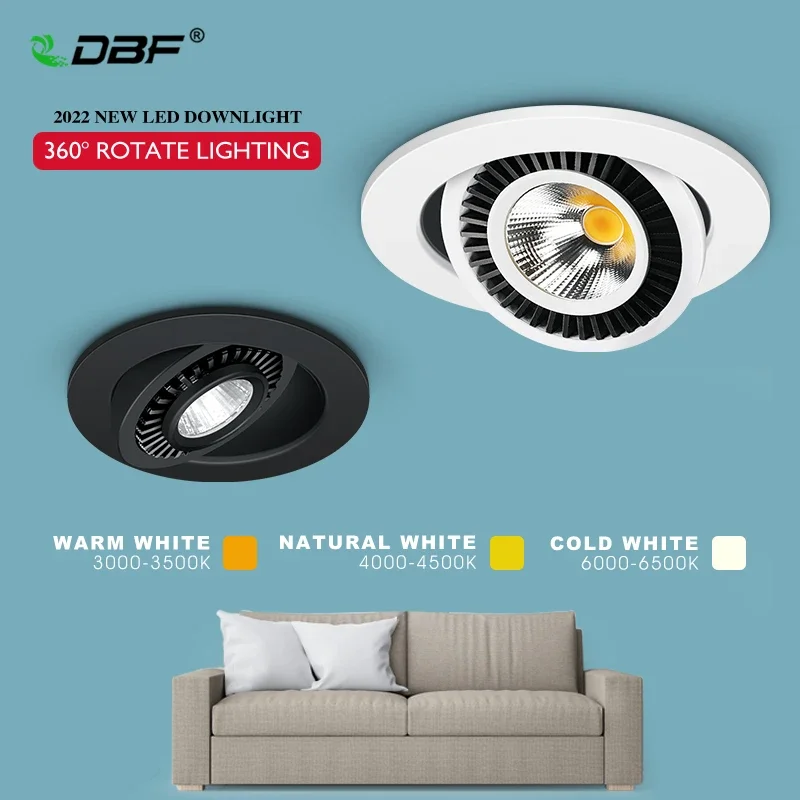 [DBF]Высокое качество Epistar LED COB Встраиваемый точечный светильник с регулируемой яркостью 5 Вт 7 Вт 10 Вт Регулируемый угол потолочного точечного светильника Домашний декор 110 В/220 В