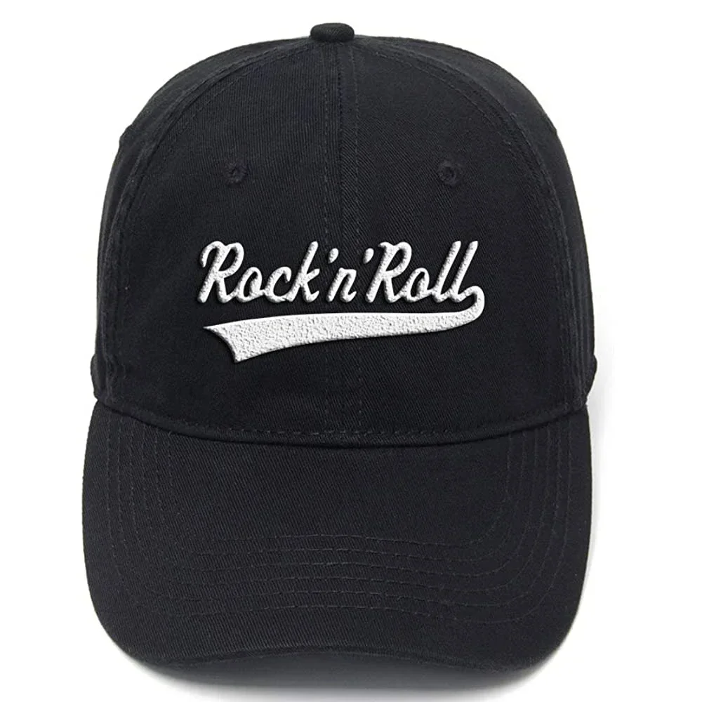 Lyprerazy Rock N Roll Classics Washed Cotton Flock Printing Adjustable Baseball Cap