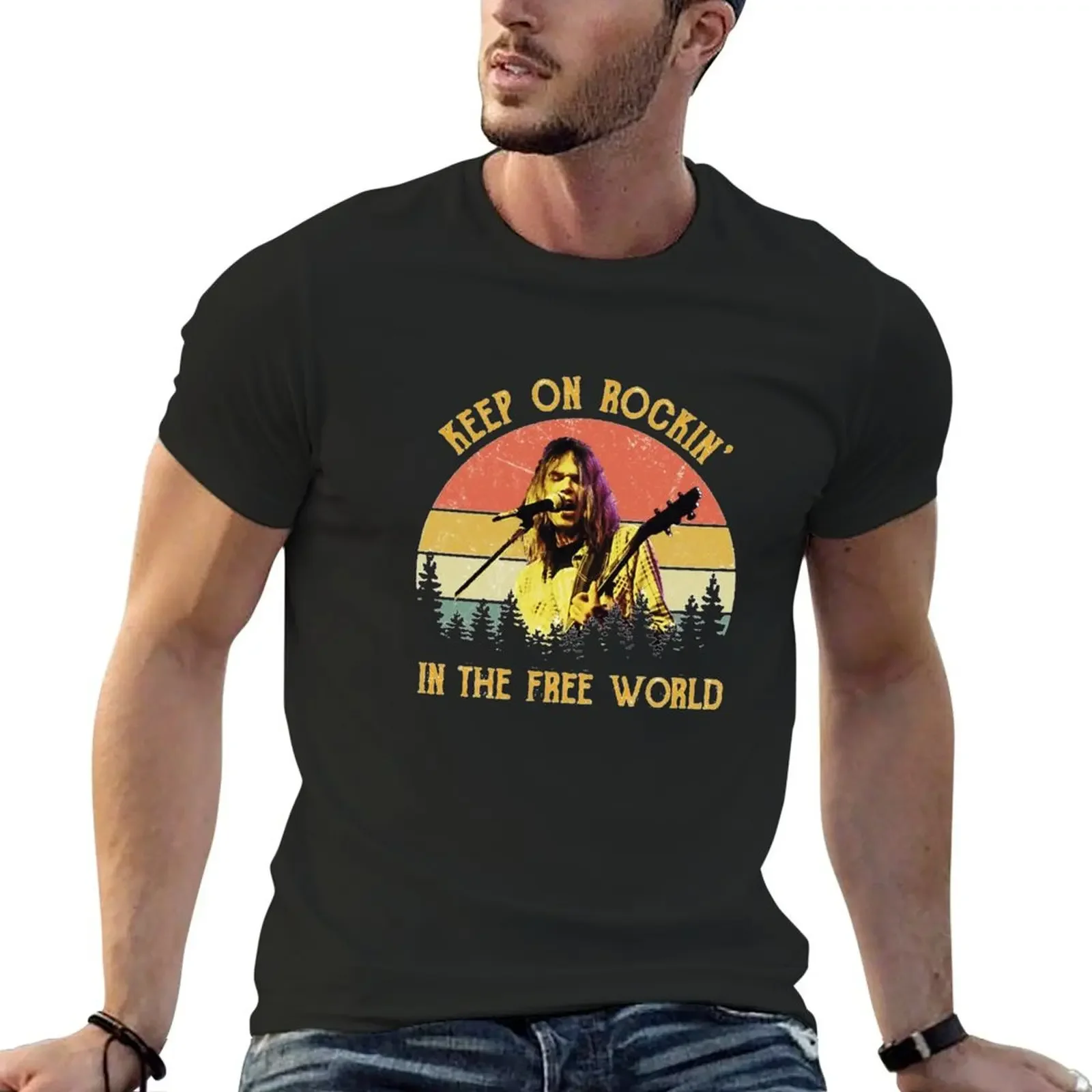 Neil Young Art T-shirt vintage clothes tops plus sizes quick-drying Men's clothing