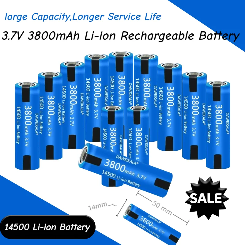 

14500 3.7V3800mAh Rechargeable Li-ion Battery Tabs for Electric Toothbrush Razor Hair Clipper Barber Tools DIY Power Replacement