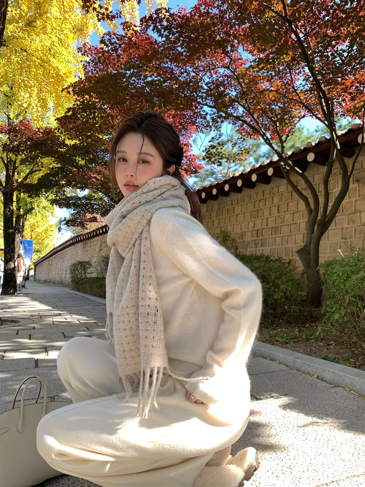 

Hua Hua Yuan Fce Winter Women's Wool Sweater Warm Gentle High Collar Inner Wear Furry Knitted irt Commute Sle Loose Fit