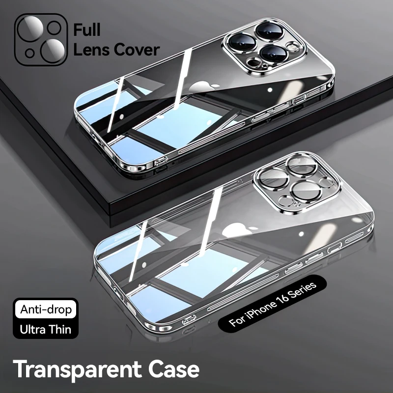 Joyroom Clear TPU Case for iPhone 16 Pro Max Transparent Phone Case For iPhone 15 14 13 Pro Max Shockproof With Full Lens Cover