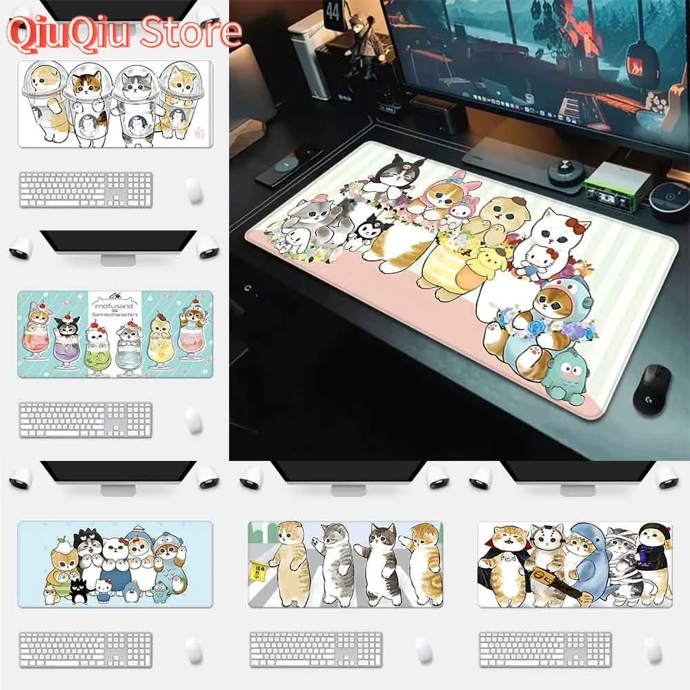 

Cute Cats Mofusands Mousepad HD Printing Computer Gamers Locking Edge Non-slip Mouse Pad XXL90x40cm Keyboard PC Desk Pad