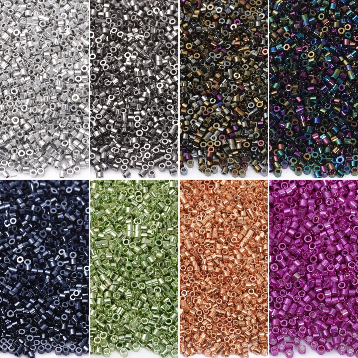 50 g/bolsa 1,6mm cuentas de cristal de Color metálico genérico superior 11/0 cuentas de semilla espaciadoras sueltas impermeables para fabricación de joyería costura DIY