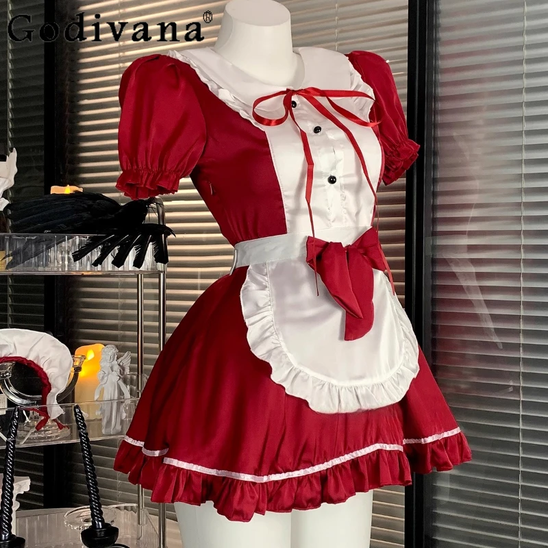 Japanese Two Dimensional Cosplay Maid Dress Women's Sexy Pure Desire Bow Lolita Dress Female Summer Uniform Halloween Dress